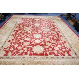 FINE HAND TUFTED, 'ZEIGLER' ALL WOOL CHINESE CARPET, with all over design of large flowers and