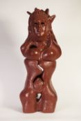 GOLDA ROSE (1921 - 2016) DARK RED/BROWN GLAZED CLAY SCULPTURE Cosmic Male-Female' 1967, double sided