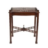 MODERN CHIPPENDALE STYLE MAHOGANY STAINED TRAY TOP OCCASIONAL TABLE, of serpentine outline, the