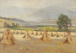 A.KNIGHTON-HAMMOND (1875-1970) OIL PAINTING ON BOARD A plain air study study of a cornfield with