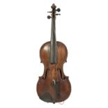 UNBRANDED 19th CENTURY VIOLIN, bears repairers label 'Repaired by Wm. H. Hall - violin maker