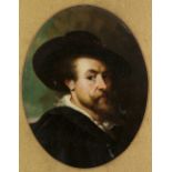 CONTINENTAL SCHOOL (19th CENTURY) A PAIR OF OIL PAINTINGS ON CARD Oval portraits, one of Peter