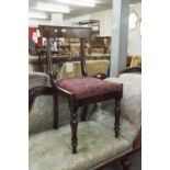 A VICTORIAN MAHOGANY DINING CHAIR, SHAPED TOP RAIL, RAIL BACK SUPPORT, DROP IN PAD SEAT, ALL