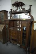 AN EDWARDIAN INLAID MAHOGANY MIRROR BACKED DISPLAY CABINET