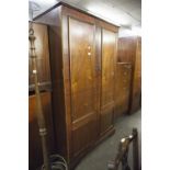 GEORGIAN STYLE WARDROBE, WITH PAIR OF PANEL DOORS AND TWO SIMILAR CHESTS OF DRAWERS WITH LIONS