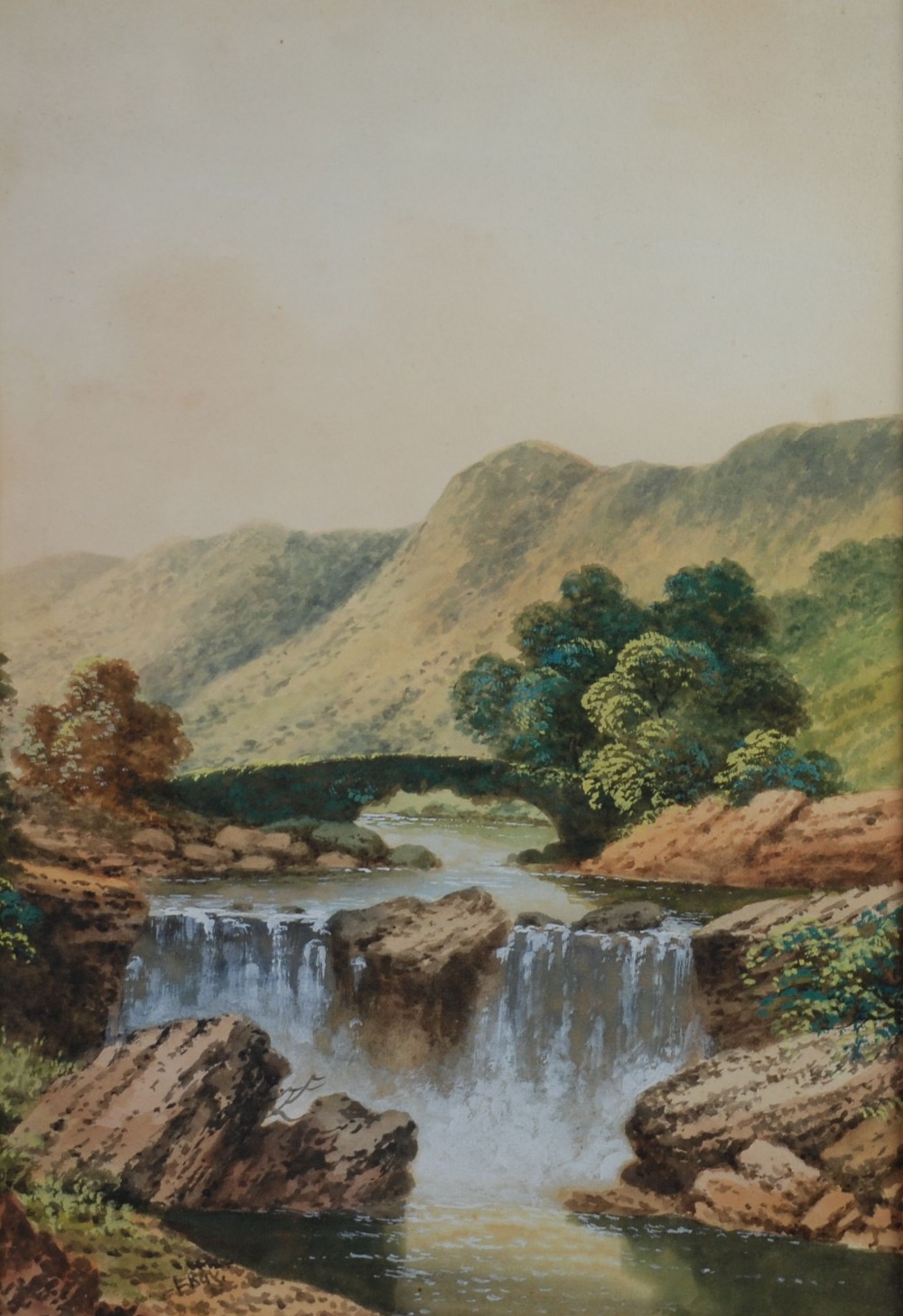 L. RAY (Early Twentieth Century) PAIR OF WATERCOLOUR DRAWINGS River landscapes with hills in the - Bild 2 aus 2