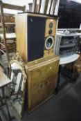 CIRCA 1930's TWO DOOR FIGURED WALNUTWOOD RECORD STORAGE CABINET WITH PLINTH BASE (INTERIOR DIVISIONS