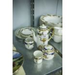 SIX PIECE NORITAKE PORCELAIN PART COFFEE SERVICE, INCLUDING; COFFEE POT, SUCRIER AND COVER AND CREAM