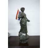 PAIR OF SPELTER FIGURES, 21 1/2" high (2)