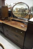 EDWARDIAN INLAID MAHOGANY DRESSING CHEST WITH OVAL SWING MIRROR, TWO SHORT AND TWO LONG DRAWERS