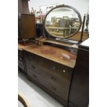 EDWARDIAN INLAID MAHOGANY DRESSING CHEST WITH OVAL SWING MIRROR, TWO SHORT AND TWO LONG DRAWERS