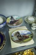 TEN DAVENPORT POTTERY STEAM LOCOMOTIVE THEMED CHINA COLLECTORS PLATES (TWO PAIRS AND SET OF SIX),