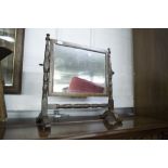 VICTORIAN SMALL MAHOGANY FRAMED OBLONG CHEVAL TOILET MIRROR