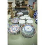 SET OF TEN MODERN JAPANESE IMARI-STYLE SHALLOW DISHES, SIX OTHER SIMILAR DEEPER DISHES, SIX