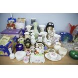 YARDLEY LAVENDER SOAP DISH, CERAMIC VASES, FIGURINES ETC.....