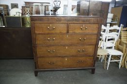 A LATE NINETEENTH CENTURY INLAID MAHOGANY CHEST OF DRAWERS, TWO SHORT OVER THREE LONG DRAWERS