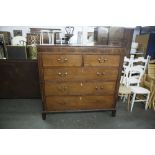 A LATE NINETEENTH CENTURY INLAID MAHOGANY CHEST OF DRAWERS, TWO SHORT OVER THREE LONG DRAWERS