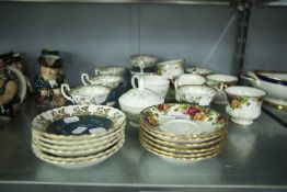 SIX ROYAL ALBERT 'OLD COUNTRY ROSES' TEA CUPS AND SAUCERS, MINTON JUG AND SUCRIER