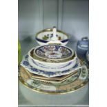 SHERIDAN CHINA FRUIT PAINTED OVAL FRUIT BOWL, EIGHT VARIOUS CHINA RACK PLATES, THREE CHINA THIMBLES,