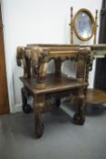 TWO LOW INDIAN ELEPHANT HEAD LEGGED SQUARE TOP TABLES