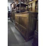 ANTIQUE OAK DOWER CHEST WITH A LONG DRAWER BELOW