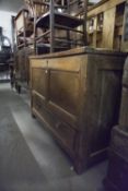 ANTIQUE OAK DOWER CHEST WITH A LONG DRAWER BELOW