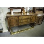 A WALNUTWOOD QUEEN ANNE STYLE SIDEBOARD AND A MATCHING SIDE TABLE