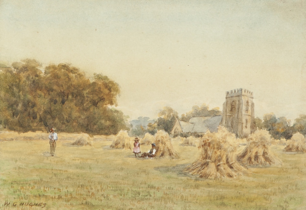 W.G. HUGHES (Nineteenth/Twentieth Century) SUITE OF THREE WATERCOLOUR DRAWINGS Rural scenes Signed - Bild 2 aus 3