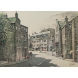 DAVID FORD ARTIST SIGNED COLOUR PRINT Lancashire street scene, circa 1985 Signed 10 1/4" x 14" (26cm