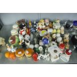 APPROX 36 PAIRS OF CERAMIC NOVELTY SALT AND PEPPER POTS