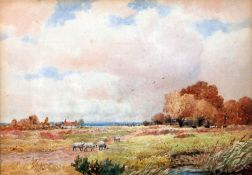 ATTRIBUTED TO GEORGE STANDFIELD WALTERS (1838-1924) WATERCOLOUR DRAWING Landscape with river and