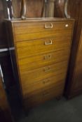 CIRCA 1960's SAPELE MAHOGANY BEDROOM FURNISHINGS WITH LOOP GILT HANDLES VIZ; BACHELORS CHEST WITH