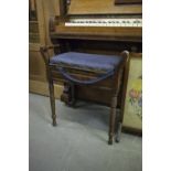 A BEECHWOOD PIANO STOOL WITH UPHOLSTERED BOX SEAT