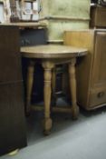 PINE CASED CIRCULAR PUB TABLE, WITH HAMMERED COPPER TOP