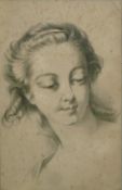 JULLION, (19th CENTURY) SOFT GROUND ETCHING Head of a young woman Signed 8¼" x 5½" (20.9 x 13.9 cm)