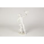 KAISER, GERMAN WHITE GLAZED PORCELAIN FIGURE OF A FALCONER, modelled with a bird on a glove and a