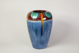 1970's POOLE POTTERY LARGE VASE, decorated in colours with a collar of circles and runnings on a