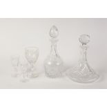 A PART TABLE SERVICE OF CUT GLASS, on cushion knopped baluster stem and star cut circular bases ,