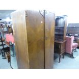 A GENT'S OAK SEMI-FITTED WARDROBE, WITH TWO DOORS, 3' WIDE