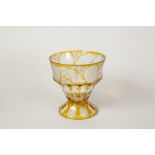 MODERN AMBER STAINED AND FLASH CUT PEDESTAL DISH, the slightly flared top section wheel cut with