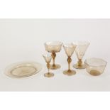 STYLISH FORTY TWO PIECE MURANO PART TABLE SERVICE OF DRINKING GLASSES, each of octagonal form,