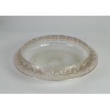 1930s RENE LALIQUE 'MARGUERITE' PATTERN MOULDED GLASS BOWL of shallow form with border, moulded with