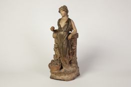 EARLY TWENTIETH CENTURY AUSTRIAN PAINTED BISQUE FIGURE, modelled as a maiden standing in front of