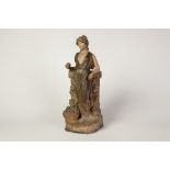 EARLY TWENTIETH CENTURY AUSTRIAN PAINTED BISQUE FIGURE, modelled as a maiden standing in front of