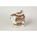 MODERN ROYAL CROWN DERBY LARGE ELEPHANT IMARI CHINA PAPERWEIGHT, with silver stopper, 8 1/4" (