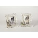 TWO WATERFORD CUT GLASS LISMORE PHOTOGRAPH FRAMES, with easel supports, 5 1/2" x 4 1/2" (14cm x 11.