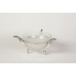 DIANA CARMICHAEL, SOUTH AFRICAN FROSTED GLASS BOWL with white metal stand, of steep sided form