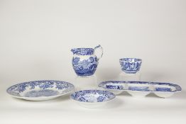 SEVENTY EIGHT PIECE SPODE 'ITALIAN' BLUE AND WHITE POTTERY PART DINNER AND TEA SERVICE, including;