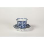 CHRISTIES VUNG TAV CARGO BLUE AND WHITE PORCELAIN TEA BOWL AND SAUCER, each of hexagonal form,