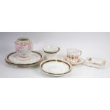 FOUR PIECES OF ROYAL CROWN DERBY CHINA comprising an ovoid vase, pink printed with asiatic pheasants